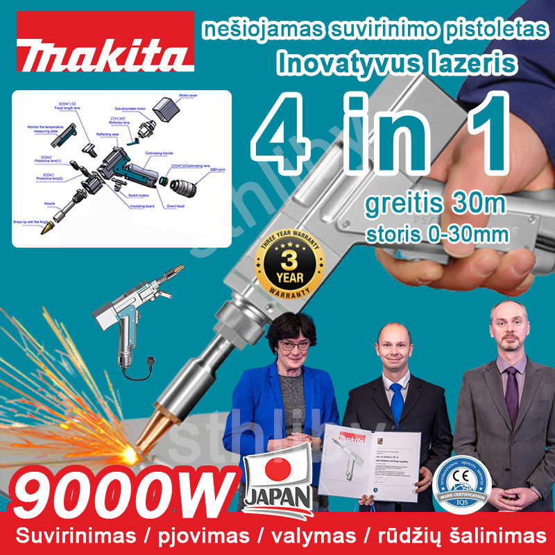 ▲15000W [4 in 1】: Suvirinimas + valymas + pjovimas + rūdžių šalinimas (greitis 30m/min, storis 0-30mm)